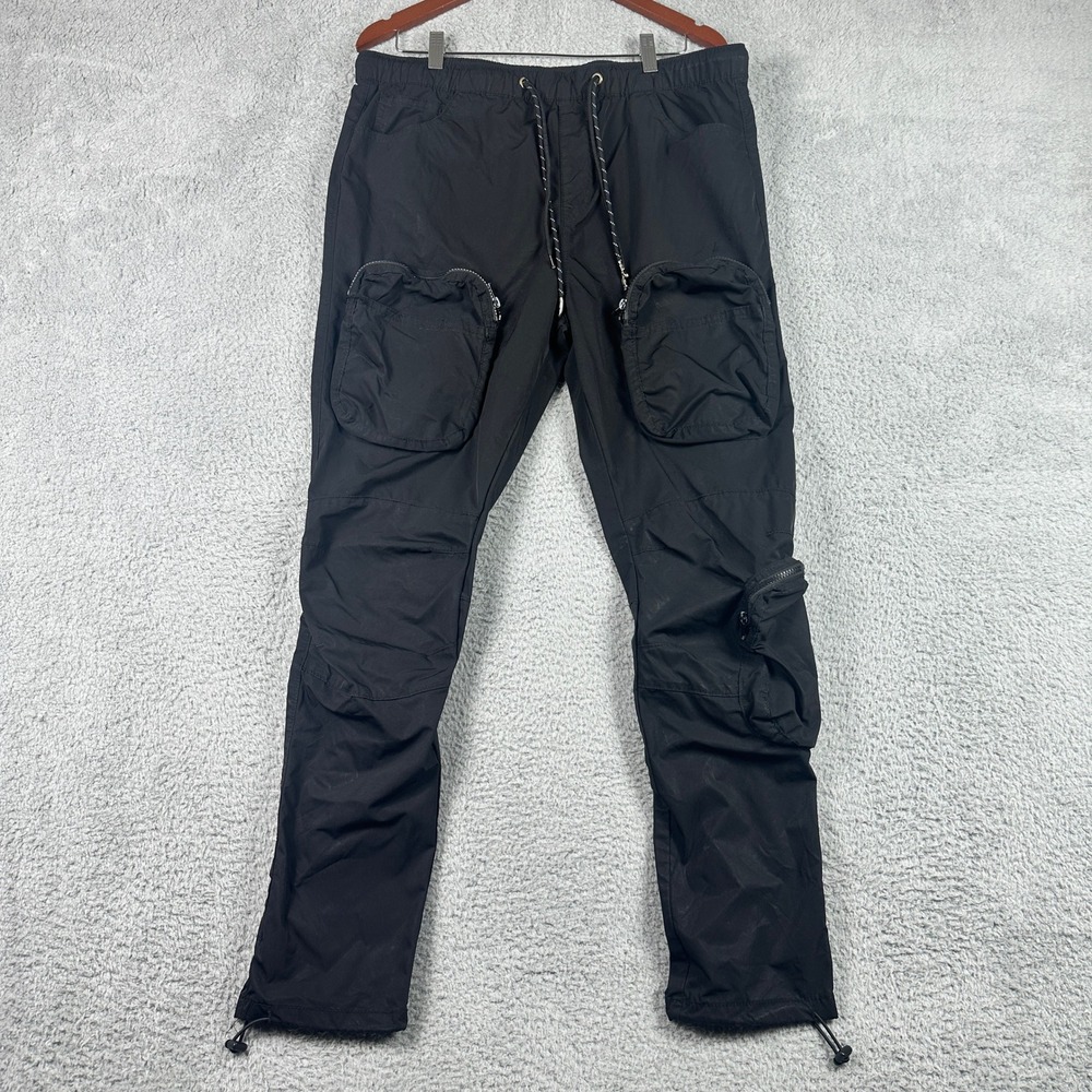 Smoke Rise Cargo Pants Mens XL (Fits 36x29) Black Techwear Utility Joggers